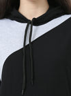 Women's Cotton Color Block Greyblack Color Sweatshirt Hoodies