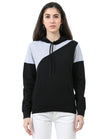 Women's Cotton Color Block Greyblack Color Sweatshirt Hoodies