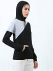 Women's Cotton Color Block Greyblack Color Sweatshirt Hoodies