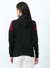 Women's Cotton Color Block Maroonblack Color Sweatshirt Hoodies