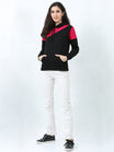 Women's Cotton Color Block Pinkblack Color Sweatshirt Hoodies