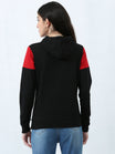 Women's Cotton Color Block Redblack Color Sweatshirt Hoodies