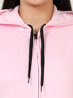 Women's Cotton Plain Full Sleeve Light Pink Color Hoodies/Sweatshirt