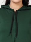 Women's Cotton Plain Full Sleeve Olive Green Color Hoodies/Sweatshirt