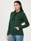 Women's Cotton Plain Full Sleeve Olive Green Color Hoodies/Sweatshirt