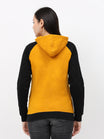 Women's Cotton Color Block Raglan Mustard Yellow & Black Color Full Sleeve Sweatshirt/Hoodies