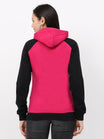 Women's Cotton Color Block Raglan Pink & Black Color Full Sleeve Sweatshirt/Hoodies