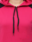 Women's Cotton Color Block Raglan Pink & Black Color Full Sleeve Sweatshirt/Hoodies