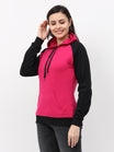 Women's Cotton Color Block Raglan Pink & Black Color Full Sleeve Sweatshirt/Hoodies