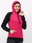 Women's Cotton Color Block Raglan Pink & Black Color Full Sleeve Sweatshirt/Hoodies