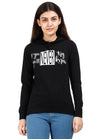 Women's Cotton Printed Full Sleeve Black Color Sweatshirt/Hoodies