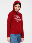 Women's Cotton Printed Full Sleeve Maroon Color Sweatshirt/Hoodies