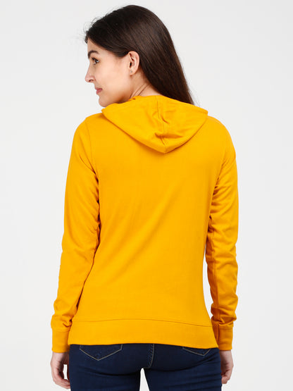 Women's Cotton Printed Full Sleeve Mustard Yellow Color Sweatshirt/Hoodies