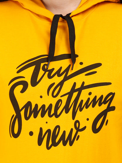 Women's Cotton Printed Full Sleeve Mustard Yellow Color Sweatshirt/Hoodies