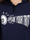 Women's Cotton Printed Full Sleeve Navy Blue Color Sweatshirt/Hoodies