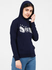 Women's Cotton Printed Full Sleeve Navy Blue Color Sweatshirt/Hoodies