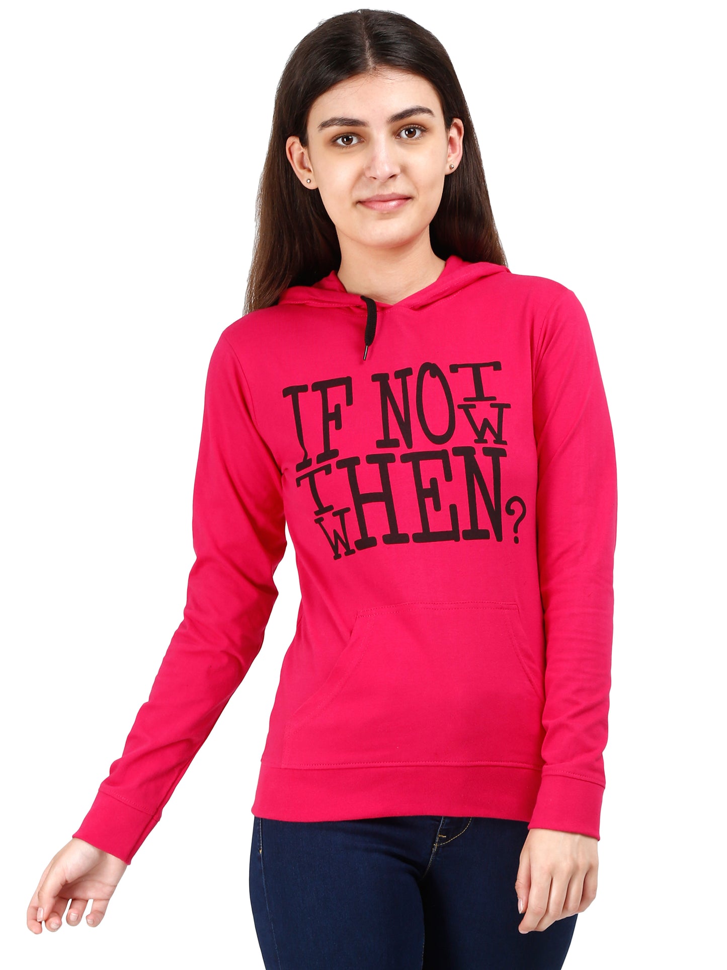 Women's Cotton Printed Full Sleeve Pink Color Sweatshirt/Hoodies