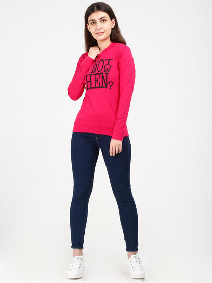 Women's Cotton Printed Full Sleeve Pink Color Sweatshirt/Hoodies