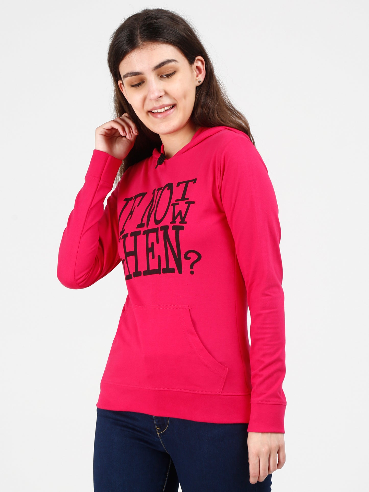 Women's Cotton Printed Full Sleeve Pink Color Sweatshirt/Hoodies