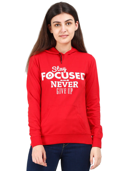 Women's Cotton Printed Full Sleeve Red Color Sweatshirt/Hoodies