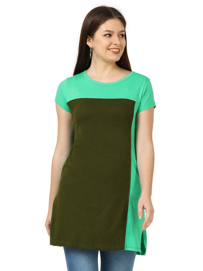 Women's Cotton Color Block Multi Color Long Top