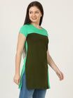 Women's Cotton Color Block Multi Color Long Top