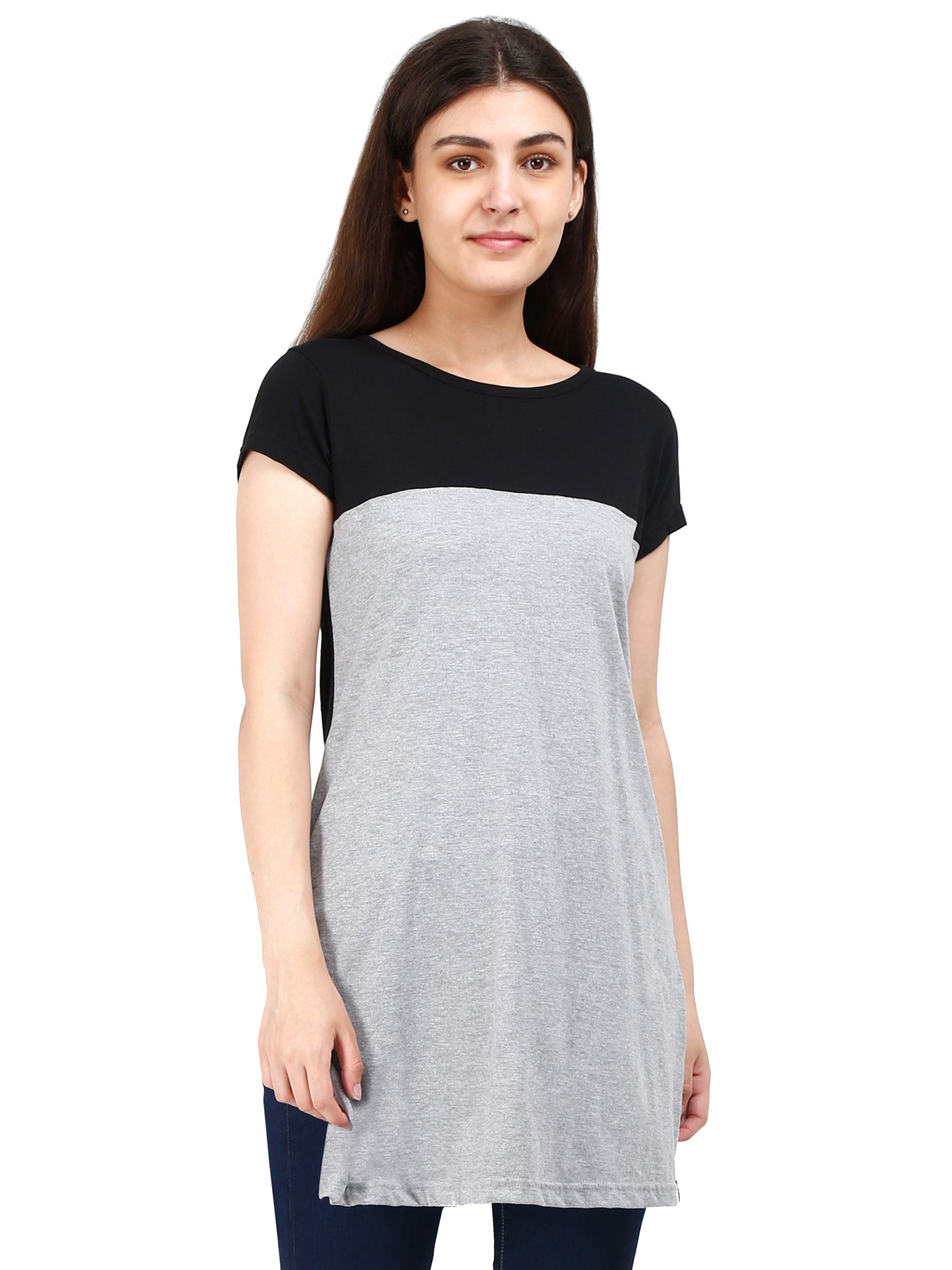 Women's Cotton Color Block Long Top