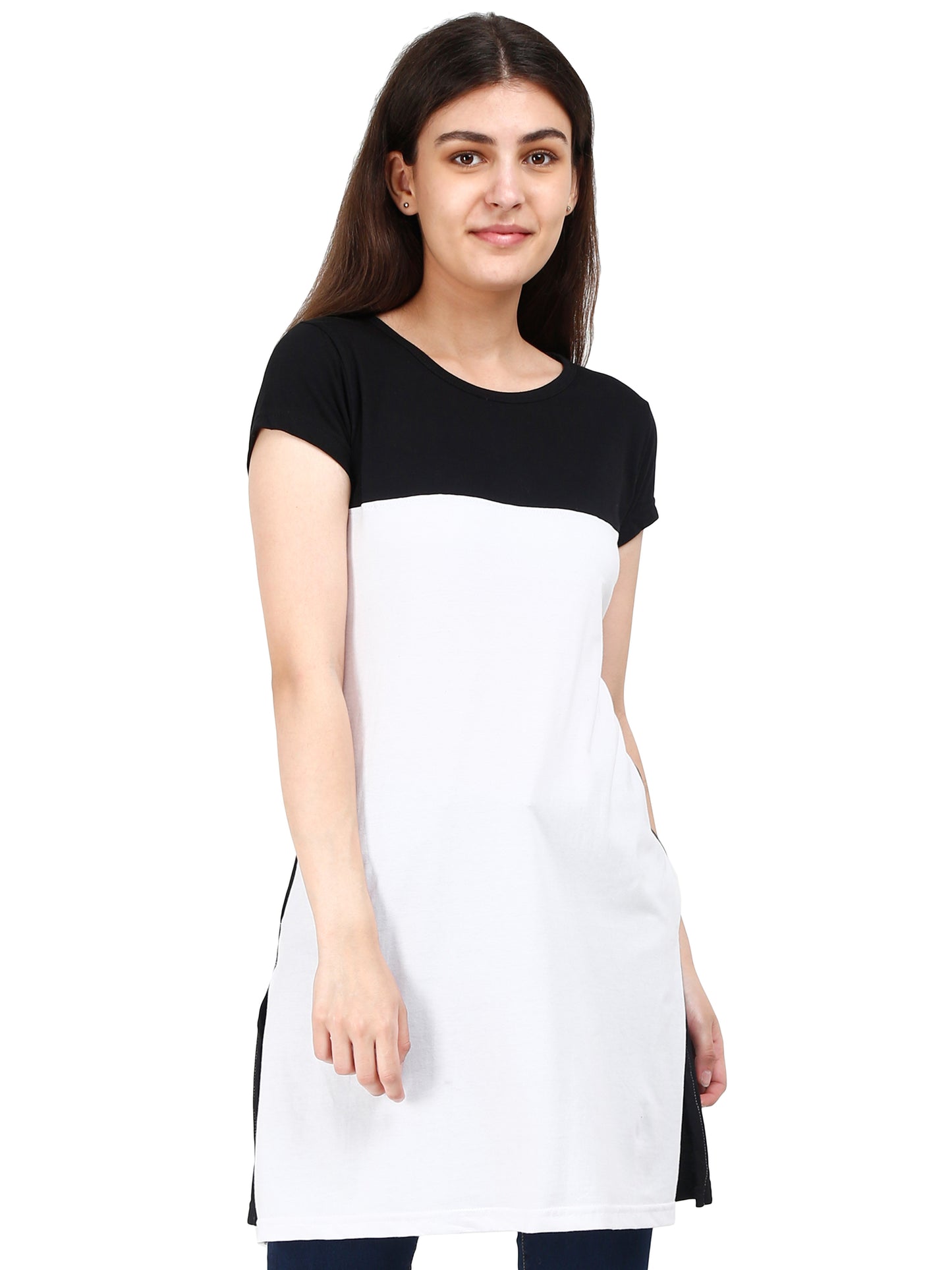 Women's Cotton Color Block Long Top