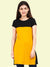 Women's Cotton Color Block Blackyellow Color Long Top
