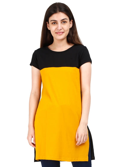 Women's Cotton Color Block Long Top
