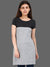 Women's Cotton Color Block Charcoalgrey Color Long Top
