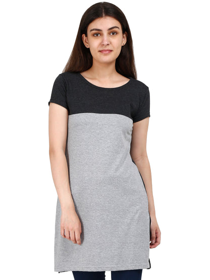 Women's Cotton Color Block Long Top