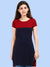 Women's Cotton Color Block Maroonnavy Color Long Top