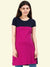 Women's Cotton Color Block Navymagenta Color Long Top