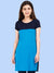 Women's Cotton Color Block Navyturquoise Color Long Top