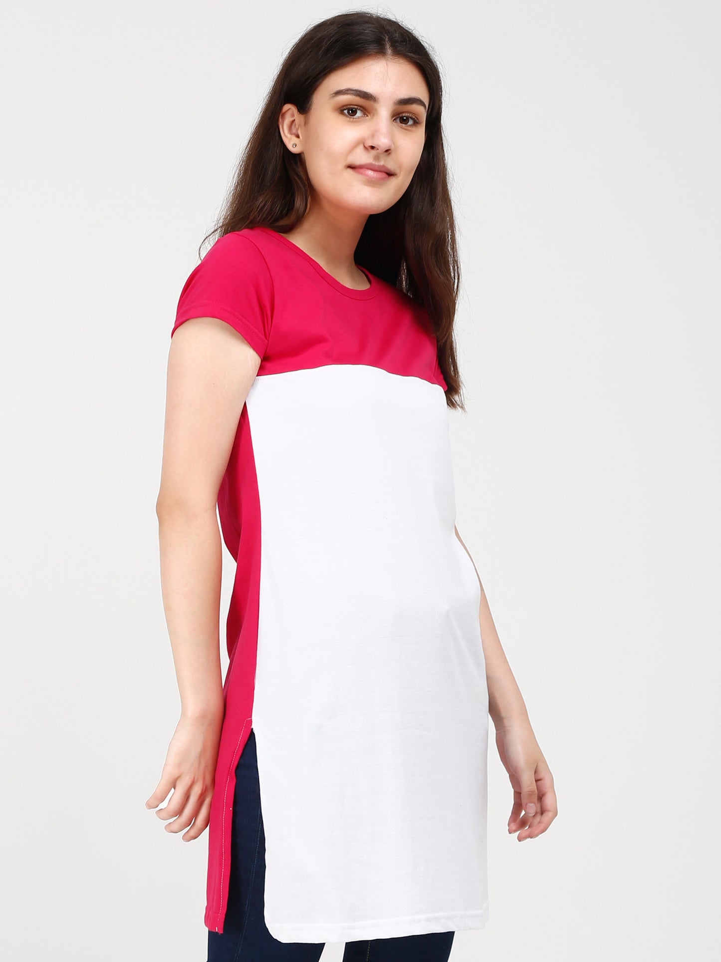 Women's Cotton Color Block Long Top