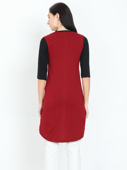 Women's Oval Shape Color Block Long Top