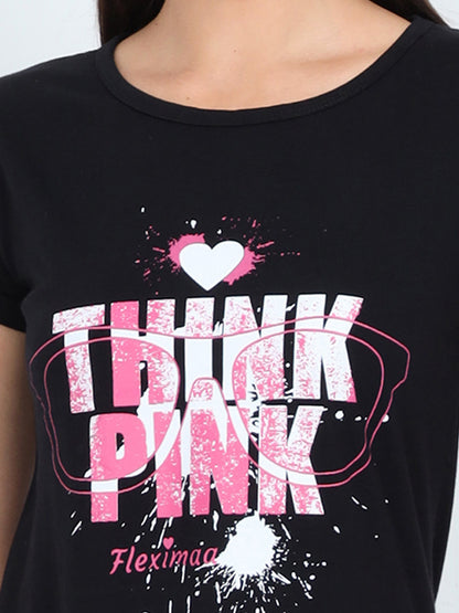 Women's Cotton Round Neck Printed Long Top