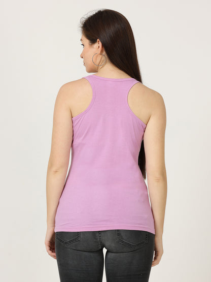 Women's Cotton Plain Sleeveless Lavender Color Top