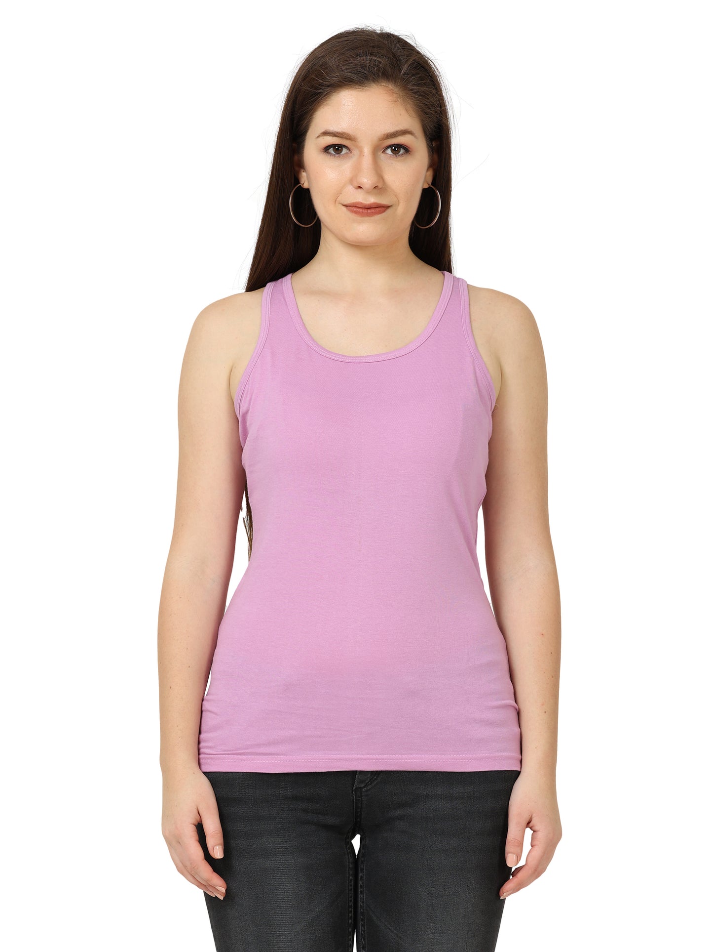 Women's Cotton Plain Sleeveless Lavender Color Top