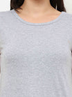 Women's Cotton Round Neck Plain Grey Melange Color Sleeveless Long Top