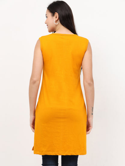 Women's Cotton Round Neck Plain Sleeveless Long Top