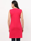 Women's Cotton Round Neck Plain Pink Color Sleeveless Long Top