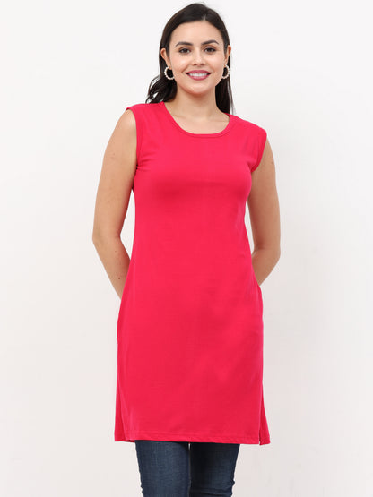Women's Cotton Plain Sleeveless Long Top Multi Color - (Pack of 2)