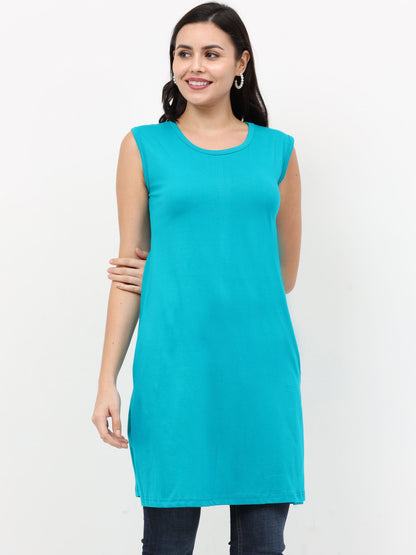 Women's Cotton Plain Sleeveless Long Top Multi Color - (Pack of 2)