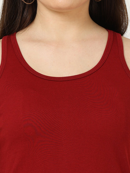 Women's Cotton Plain Sleeveless Maroon Color Top