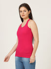 Women's Cotton Plain Sleeveless Pink Color Top