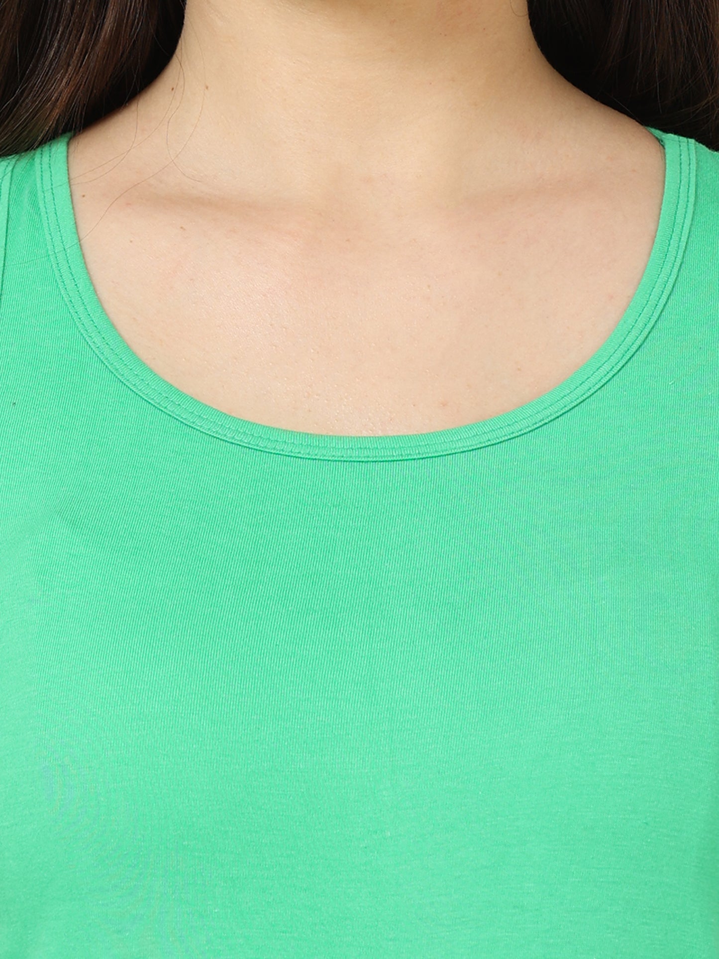 Women's Cotton Plain Sleeveless Pista Green Color Top