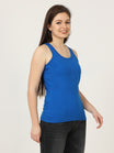 Women's Cotton Plain Sleeveless Royal Blue Color Top