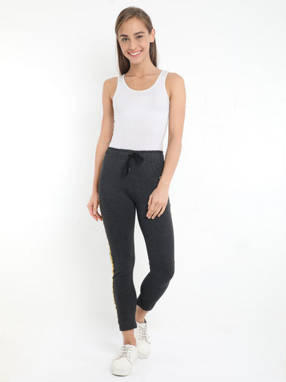 Women's Cotton Charcoal Melange Color Track Pant